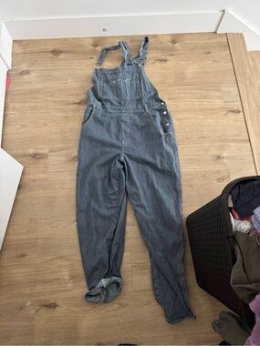GAP Striped Blue Denim Overalls with Front Bib